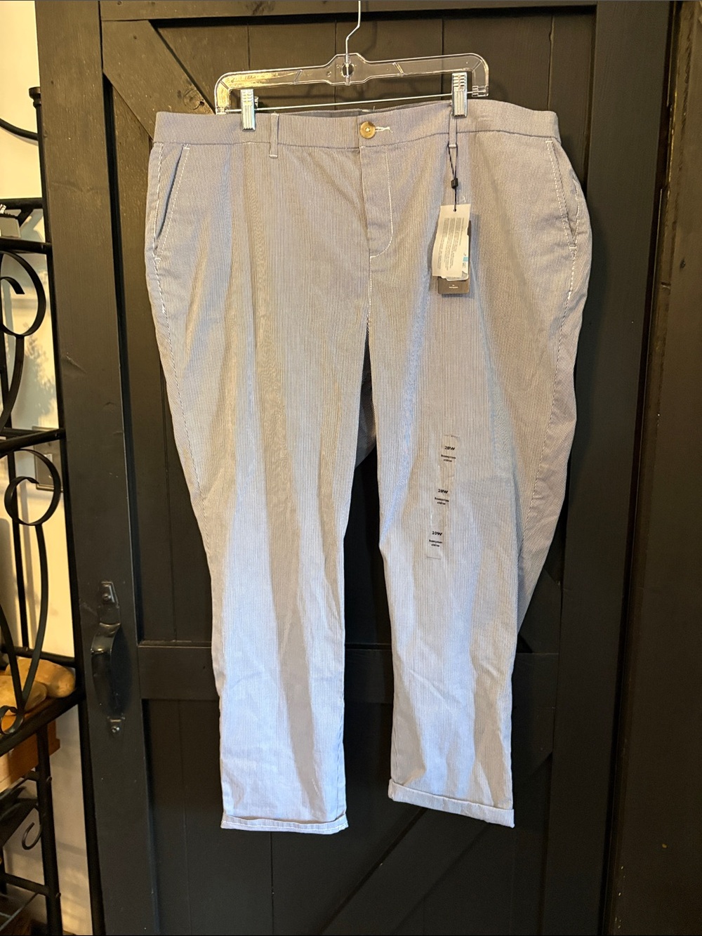 Tommy Hilfiger Light Blue Pinstriped Boyfriend Pants